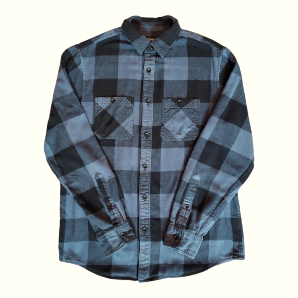 Urban Pipeline Plaid Flannel Shirt Blue Black 100% Cotton Casual Comfy Grunge S - Picture 2 of 6